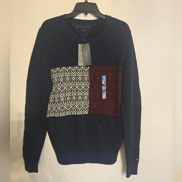NWT Men's Tommy Hilfiger Fair Isle Crew Sweater Size Medium Multicolor